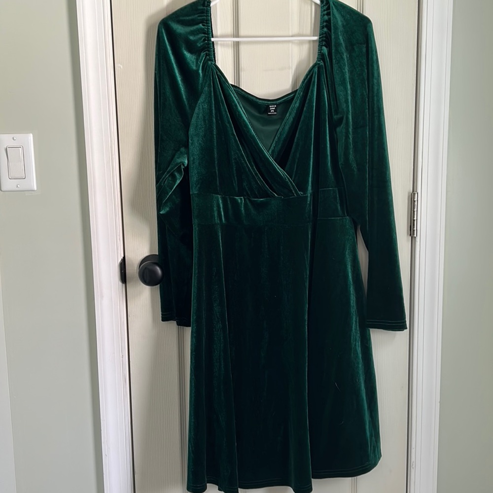 Green velvet dress